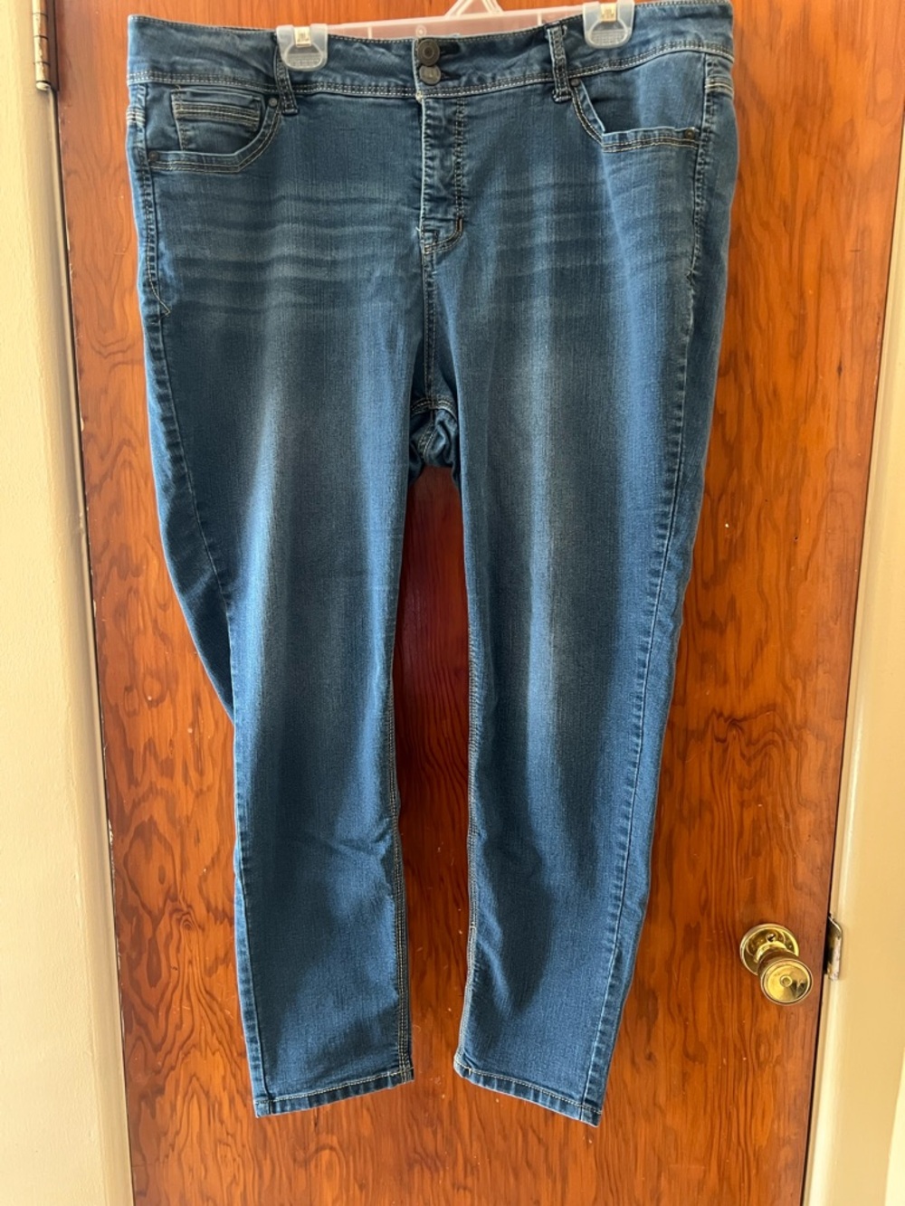 Angels Women’s Slim Straight Jeans in Dark Blue Denim